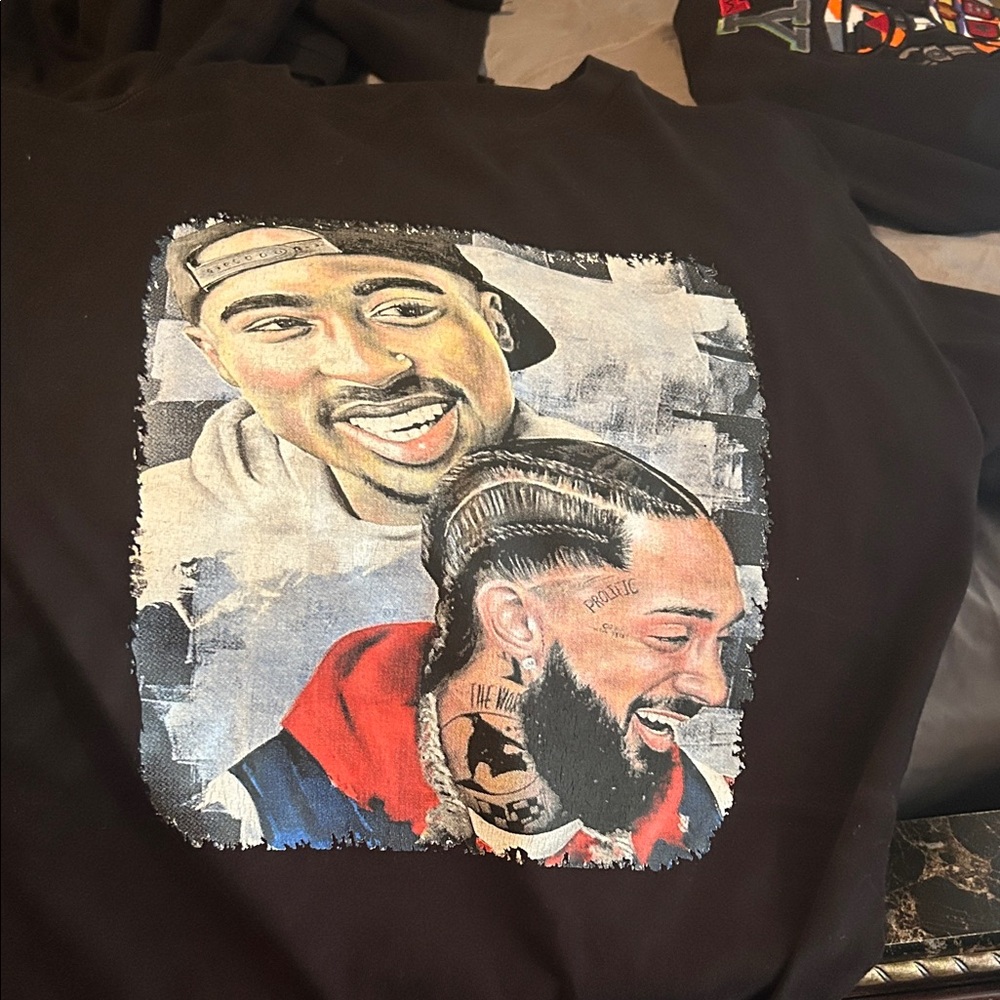 Black Graphic Sweatshirt with Portrait Design